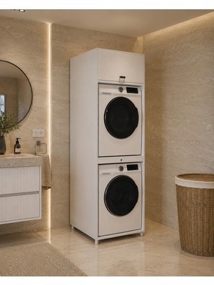 Alfimo Mobilya Çamaşır&kurutma Makinesi Dolabı Mdf Beyaz