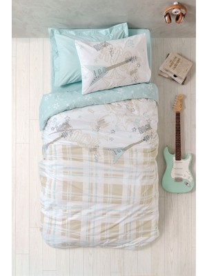 Cotton Box Genç Odası Tek Kişilik Lastikli Çarşaflı Nevresim Takımı Riff Mint