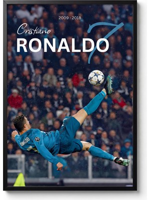 Icon Tablo Cristiano Ronaldo Röveşata Siyah Çerçeveli Tasarım Tablo Futbol Spor Poster