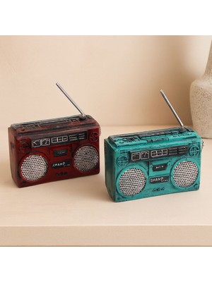 Royaleks Vintage Radyo Dekoratif Reçine Kumbara 17X17X5.5 cm