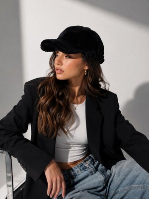 Wearflawless Kadın Peluş Şapka, Siperli Yumuşak Tüylü Kışlık Peluş Şapka, Trend Günlük Spor Şapka, Kışlık Hediye