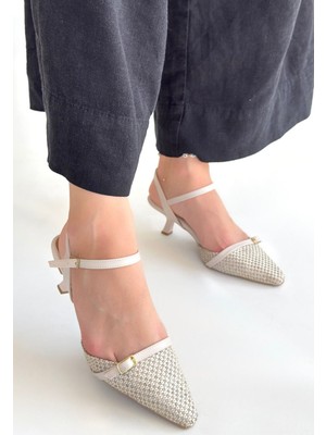 Shoegar Lanna Bej Cilt Topuklu Ayakkabı