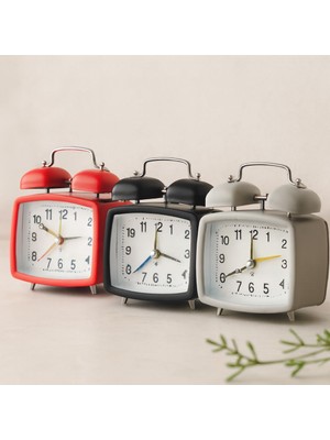 Royaleks Çift Zilli Metal Masa Alarm Saati (Işıklı, Pilli)