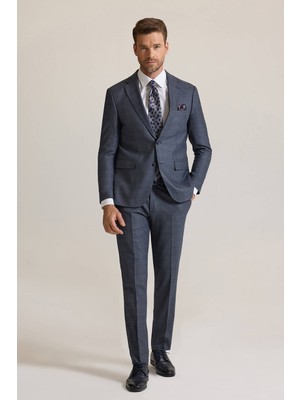 Erkek Gri Slim Fit Mono Yaka Takım Elbise