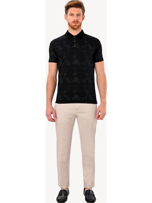Erkek Siyah Gri T-Shirt Polo Yaka