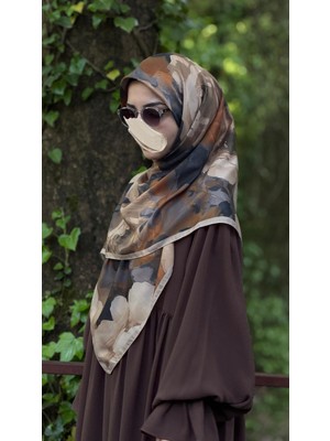 Qalortex Scarf Pamuklu Soft Meva Desen Eşarp-Kuf Yesili