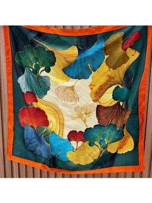 Bymiel Yaprak Desenli Fular (70X70)