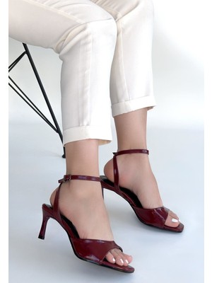 Shoegar Lenya Bordo Rugan Topuklu Ayakkabı