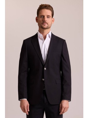 Ysf Erkek Siyah Regular Fit Mono Yaka Likralı Blazer Ceket