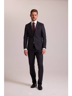 Ysf Erkek Antrasit Slim Fit Mono Yaka Yün Takım Elbise
