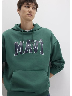 Jack & Jones Mavı M067179  Mavı Baskılı Kapusonlu Sweatshırt