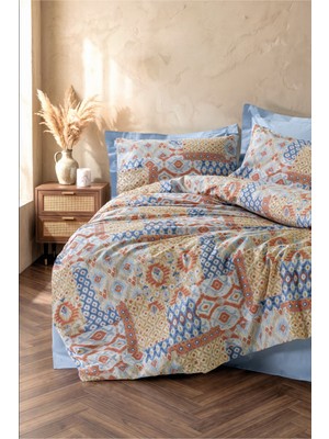 Cotton Box Ethnic Tek Kişilik Nevresim Takımı Artisan Mavi