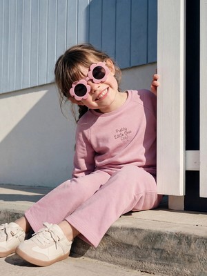 LC Waikiki Lcw Kids Lila Baskılı Kız Çocuk Soft Touch Sweatshirt ve Pantolon