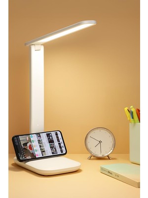 Brf Store Sidelyasell Şarjlı Masa Lambası 3 Renk Dokunmatik Telefon Standlı Kademeli Çalışma Okuma Işığı Lamba