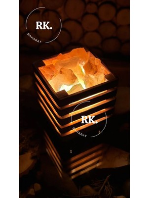 St. Morritz Himalaya Tuz Lambası Kare Ahşap Modeli, Doğal ve Şık Dekorasyon Seçeneği