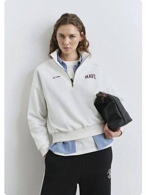 Belirtilmemiş Mavı M1S10373 Logo Baskılı Sweatshırt