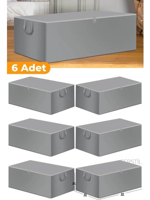 St. Morritz 6 Adet - Büyük Boy Baza Altı ve Çekyat Hurç 65 x 45 x 22 cm - Gri