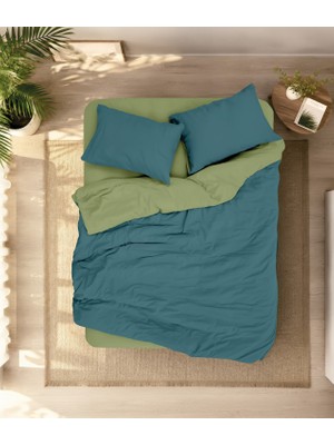Cotton Box Plain Çift Kişilik Nevresim Takımı Petrol-Yeşil