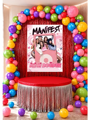 snowparty Manifest Dekor Perdeli Masa Etekli Poster Doğum Günü Parti Malzemeleri Süsleri Seti Kırmızı