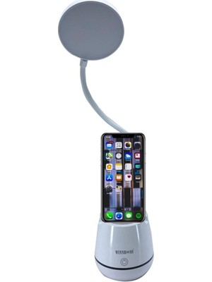 Çetiner Group®kalemlikli Telefon Tutacaklı Şarjlı Dokunmatik 3 Mod Esnek Başlıklı Dimmerli LED Masa Lambası