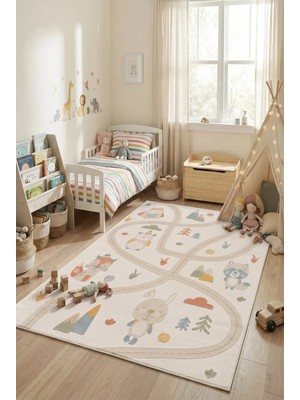 Livset Home Vista Çocuk Halısı Genç Odası Yumuşak Dokulu Kız Erkek Bebek Odası Çocuk Oyun Halısı Matı Halı Kilim L915A