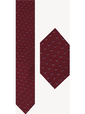 Ysf Erkek Lacivert Bordo Desenli Kravat Mendilli Set