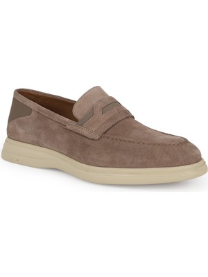Libero Erkek Loafer Ayakkabı Hakiki Süet Deri Mokasen Penny Bantlı Slip-On Hafif Bej Eva Taban L6020
