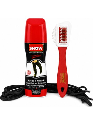 Fkn Show Nubuk Süet Siyah  Ayakkabı Boyası (75ML) Temizleme Fırçası ve Bağcıklı 3 Lü Set