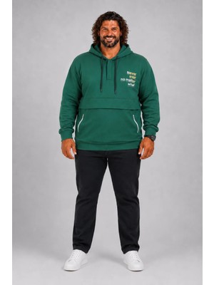 Moc Grande MocGrande Büyük Beden Kapüşonlu Sweat Double Face Never 25706 NEFTI