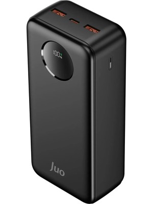 Juo 30000MAH 22.5W Dijital LED Ekranlı Taşınabilir Hızlı Şarj Cihazı Powerbank Siyah