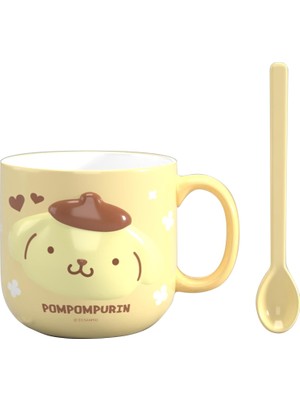 Sh Ticaret Miniso Sanrio Kabartmalı Seramik Kaşıklı Kupa (450ML)(POMPOMPURIN)