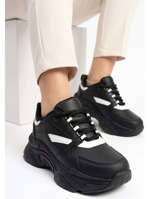 Slipcat Kadın, Kalın Tabanlı, Bağcıklı, Hafif, Günlük Spor Ayakkabı, Sneaker