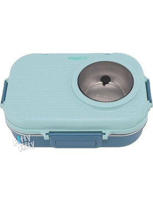 Sh Ticaret Vagonlife 1100 ml Çorba Kaseli-Metal Kaşıklı Paslanmaz Çelik Bento Lunch Box Yeni Nesil Sefer Tası-