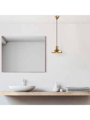 Sh Ticaret Amber LED Metal Gövdeli Tekli Sarkıt Avize Parlak Gold Mutfak Salon Için E27 Uyumlu, Altın-1 Gul