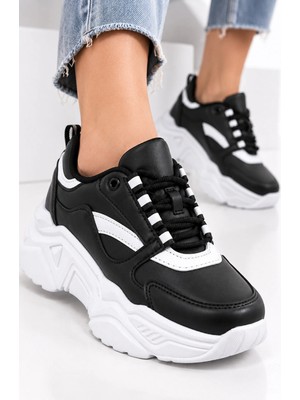 Slipcat Kadın, Kalın Tabanlı, Bağcıklı, Hafif, Günlük Spor Ayakkabı, Sneaker