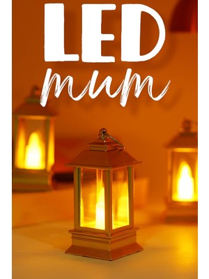 Sh Ticaret 3 Adet LED Mum Mini Dörtgen Tip Pil Dahil Dumansız Ledli Yapay Dekoratif Mum Işığı Altin PT434