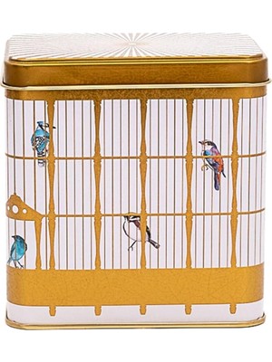 Sh Ticaret EVLE-ER205-T7 Bird Cage Desenli Kare Metal Saklama Kabı 9x9 cm (Bird Cage)