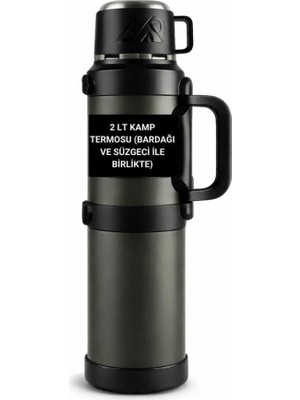 Sh Ticaret Coofbe Profesyonel 68 Oz Pasianmaz Çelik 2 Litre Kamp Termosu Bardaklı Termos 24 Saat Sıcak 36 Saat