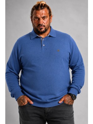 Moc Grande MocGrande Erkek Büyük Beden Polo Yaka Sweat Orjinal 24409 Marin