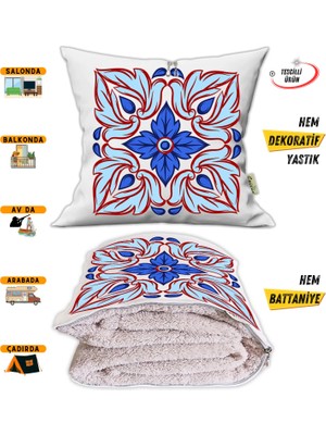 Caisya Home Etnik Desenli Opsiyonel Battaniyeli Yastık Dekoratif Kırlent 38 x 38 cm