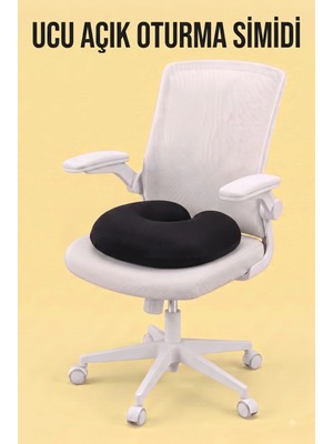DEAR Visco Siyah Ucu Açık Ortopedik Oturma Simidi Çökme Yapmayan Orta Sert Minder 43*9.5 cm DVM-06S