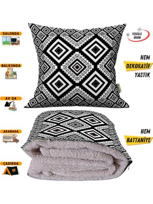 Caisya Home Modern Etnik Desenli Opsiyonel Battaniyeli Yastık 38 x 38 cm