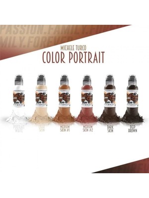 Sh Ticaret Michele Turco Portrait 6'lı Dövme Boyası Seti - Famous Ink Dövme Boyası - 1OZ/30ML