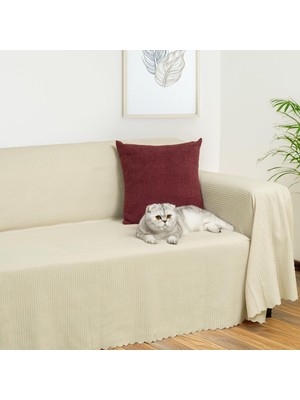 Sh Ticaret Mikrofiber Şönil Fitilli Minimalist Koltuk Örtüsü -175X300 cm Large, Çift Taraflı, Kaymaz, Terletme