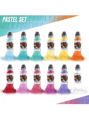 Sh Ticaret Pastel 12'li Dövme Boyası Seti - Famous Ink Dövme Boyası - 1OZ/30ML