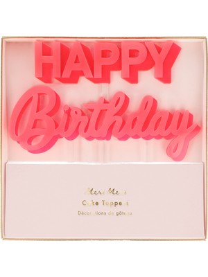 Sh Ticaret Meri Meri Happy Birthday Pembe Akrilik Pasta Süsü