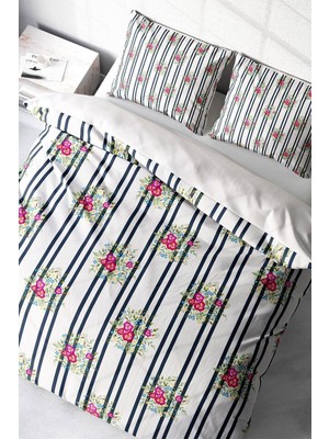 Sh Ticaret Monohome Ribbon Flowers Naturel Çift Kişilik Nevresim Takımı, MONOHOME4432