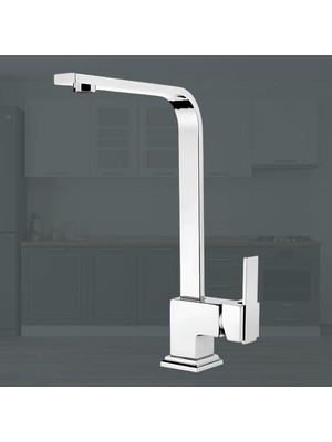 Sh Ticaret BADEM10 Side Kısa Kuğu Batarya Krom Lavabo Banyo Mutfak Musluğu Musluk Mermer Tezgah Üstü Çift Su G
