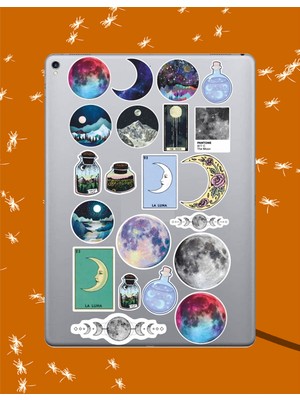 Ay Moon Sticker Seti | Laptop Ajanda Notebook Tablet Telefon Defter Etiket Bullet Journal