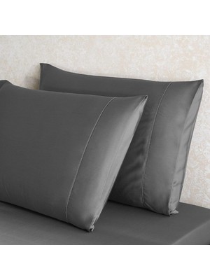 Sh Ticaret Linens x Tencel™ Lyocell 2'li Standart Yastık Kılıfı Antrasit